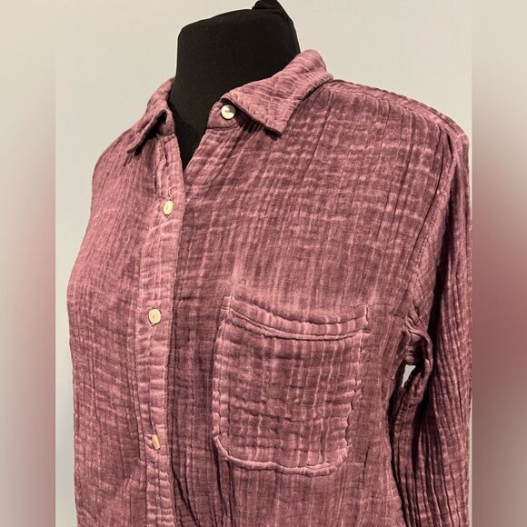 Anthropologie daily practice purple dyed cotton button down - Picture 8 of 11